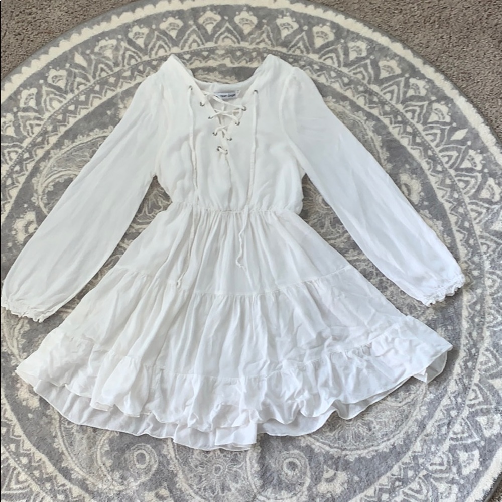 White long sleeve mini dress